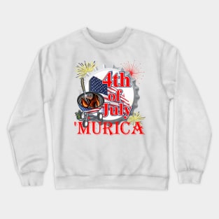 Murica 4th of July Retro Barbeque BBQ Murica 2022 Patriotic Crewneck Sweatshirt